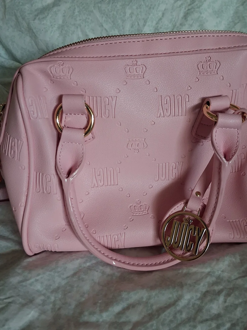 Juicy Couture Debossed Logo Crown Speedy Satchel Pink
